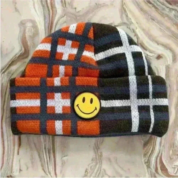 Chinatown Market X Smiley Originals- Plaid Unisex Beanie -O/S - EUC! Like New! - Picture 2 of 6